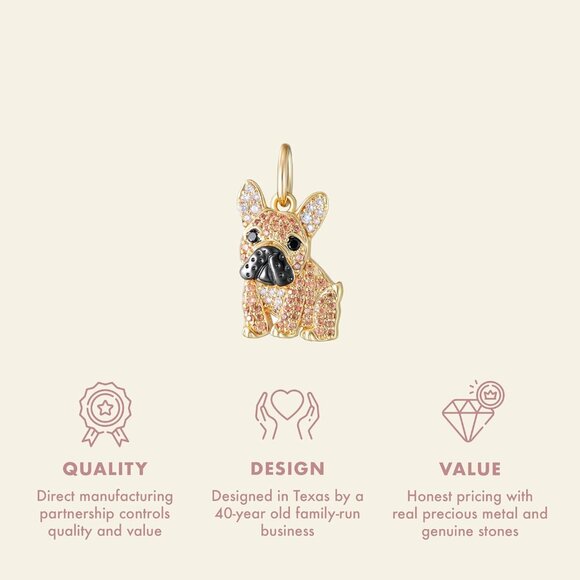 Sterling Gold Bulldog breed charms plated option cubic zirconia Necklace Jewelry - Picture 4 of 5